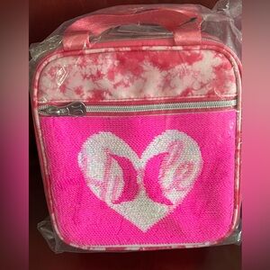 🆕Hurley Sequins Lunch Bag Box Hot Cold Insulated Flip 9”H 8”L x 4”D Pink TieDye